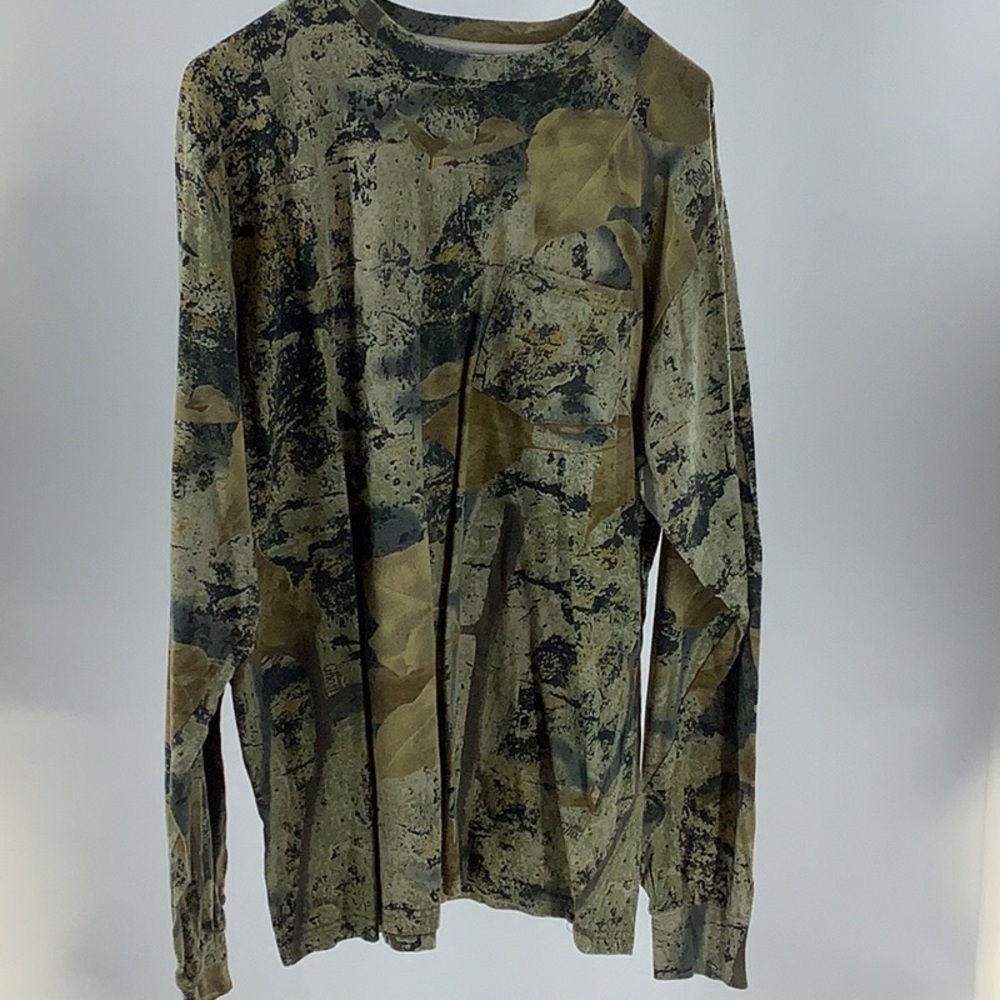 WFS Element Gear Camouflage T Shirt Men's Large Green Long Sleeve 100% Cotton.